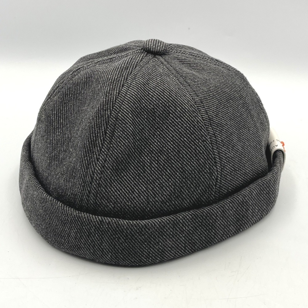 Brimless Docker Cap Charcoal Grey Mens OSFM Adjustable Twill EUC